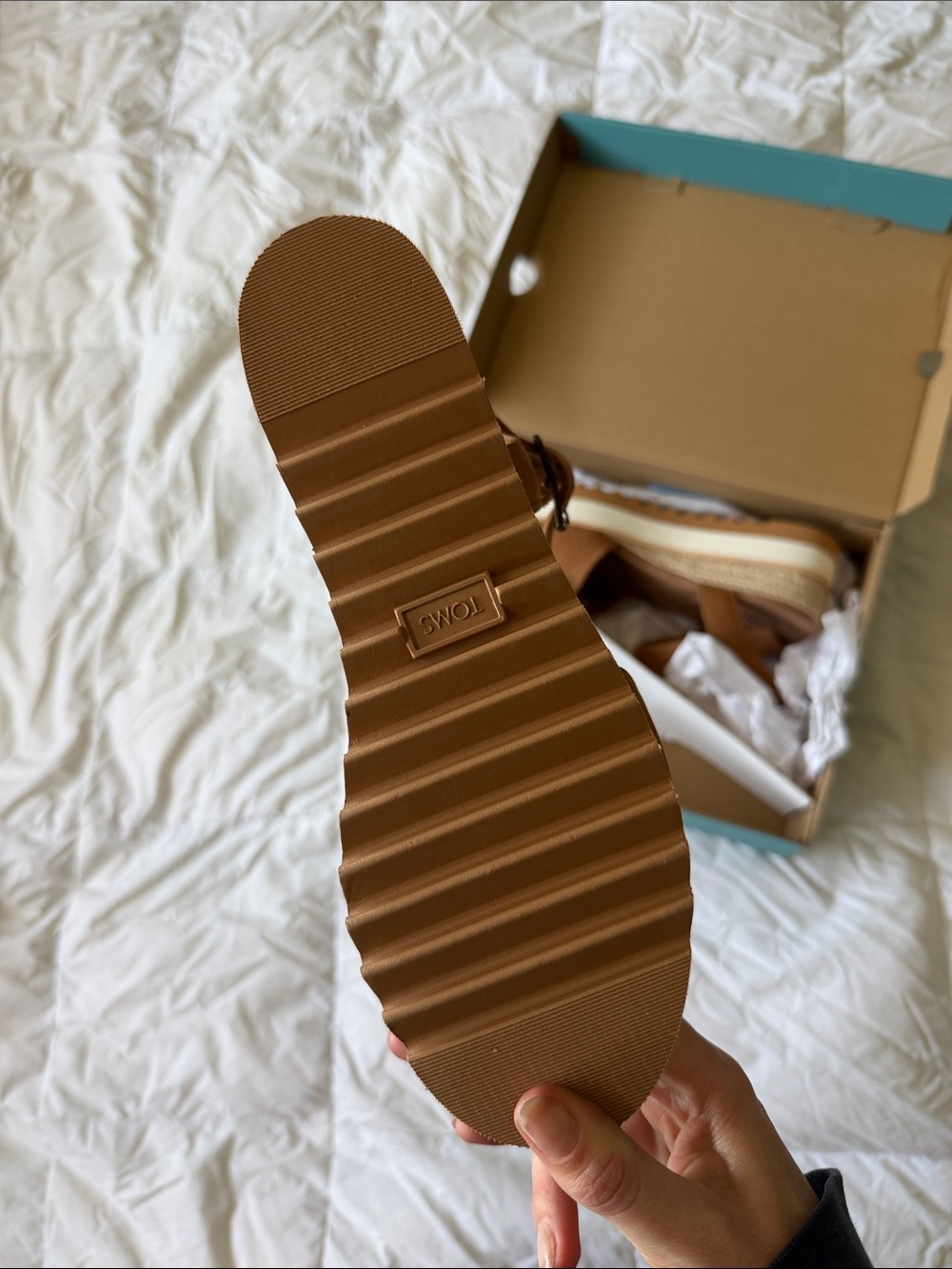 TOMS Brown Espadrille Wedge Sandals - Picture 3 of 3